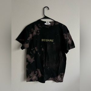 Black acid dyed mens BEWARE t-shirt